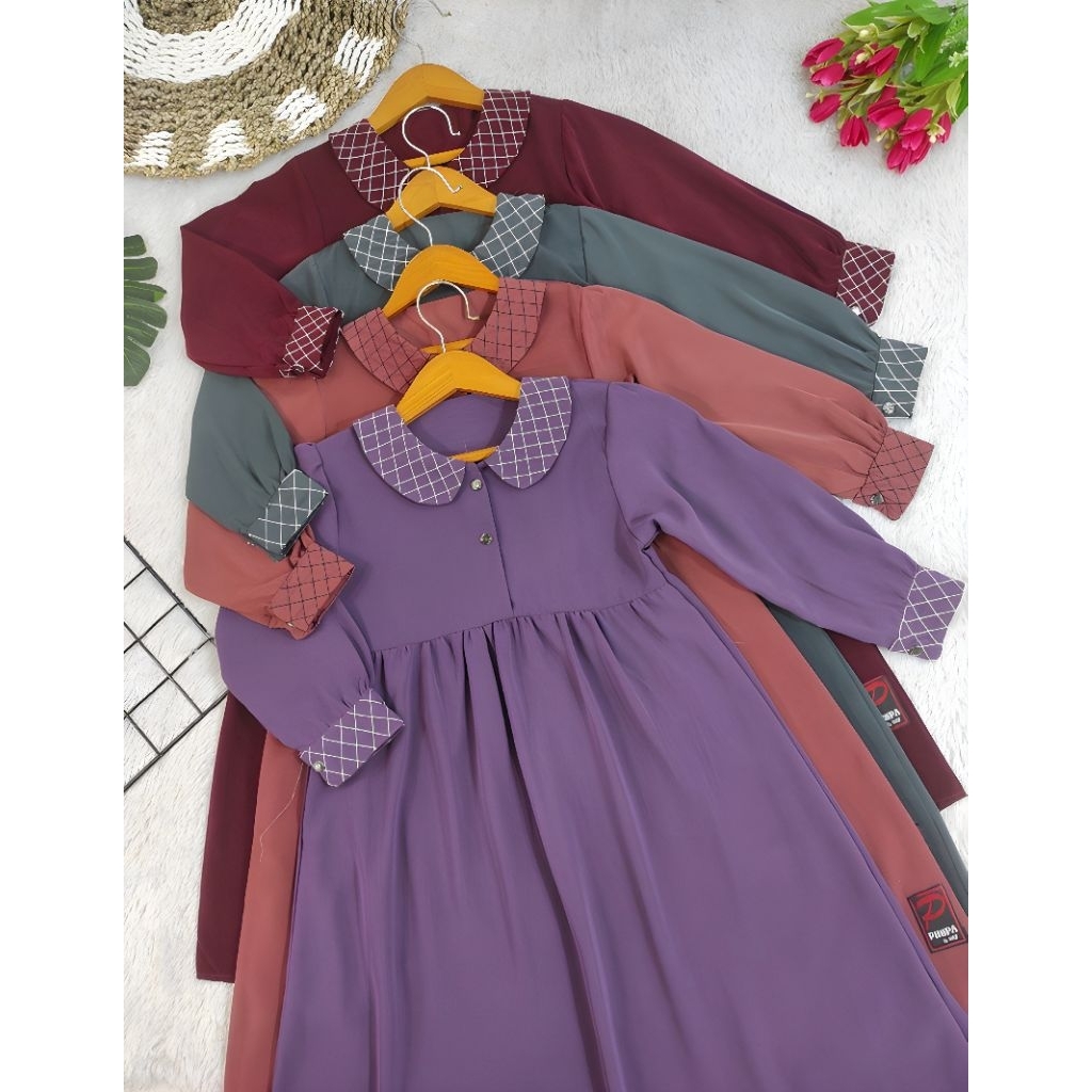 Set Gamis Anak Cadar Tali, Gamis Anak Perempuan Variasi Benang Timbul