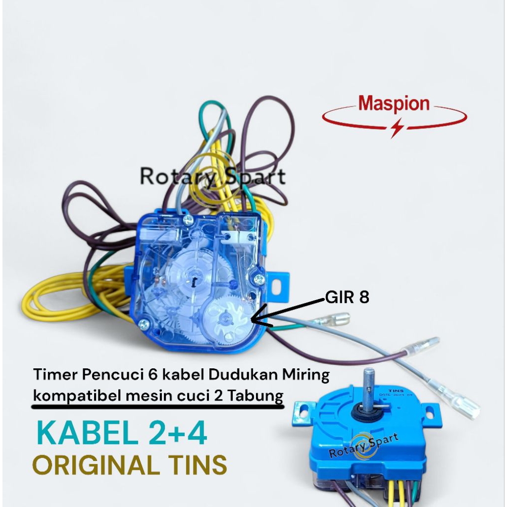 Timer pencuci Maspion 6 kabel dudukan Miring Tins Original kompatibel Mesin Cuci 2 Tabung