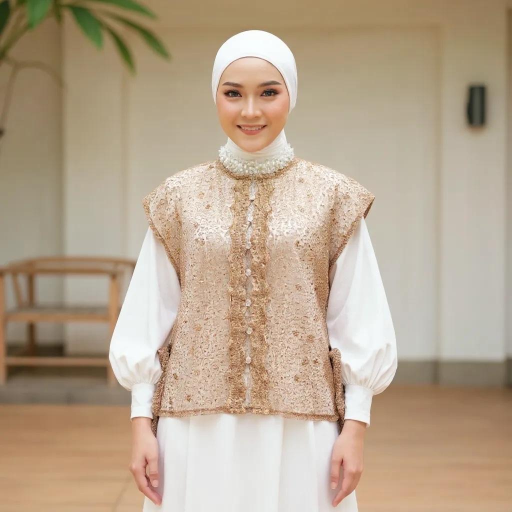 Emily Outer Brukat Kebaya - Luaran Baju Kebaya Wanita Brukat Tile Premium