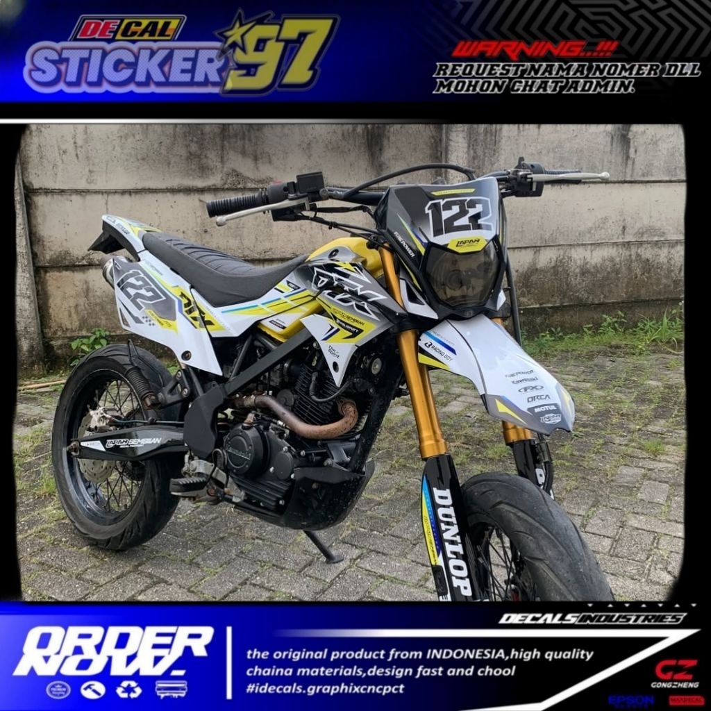 DECAL DTX DTRACKER FULLBODY PUTIH KOMBINASI KUNING HITAM BEBAS CUSTOM TERBARU EX STICKER97