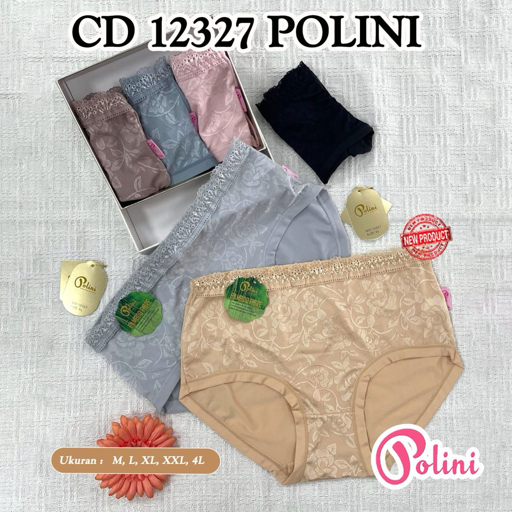 6PCS CELANA DALEM POLINI12327  CD POLINI BAMBU EMBOS BUNGA | CD POLINI BAMBO POLINI MOTIF