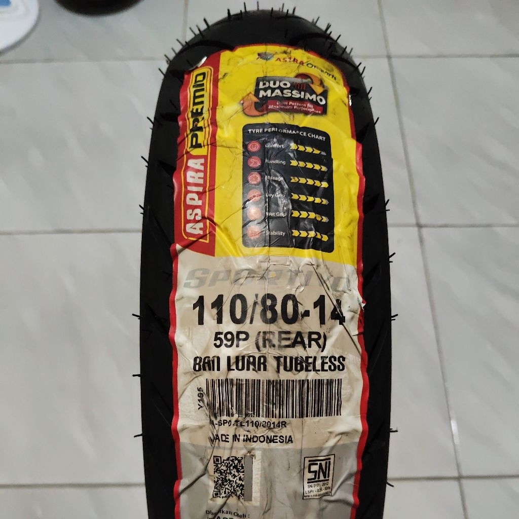 Aspira Premio Sportivo 110/80 ring 14 ban tubles motor Aerox Pcx ADV