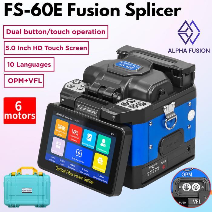 Fusion Splicer FS-60E COMPTYCO 6 Motors TOUCHSCREEN Flip Screen 180 derajat 5.0 Inch HD / Fiber Opti
