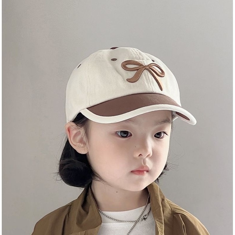Topi Anak Perempuan Korea Style Topi Anak Perempuan Dua Warna Motif Pita 2-6 Tahun
