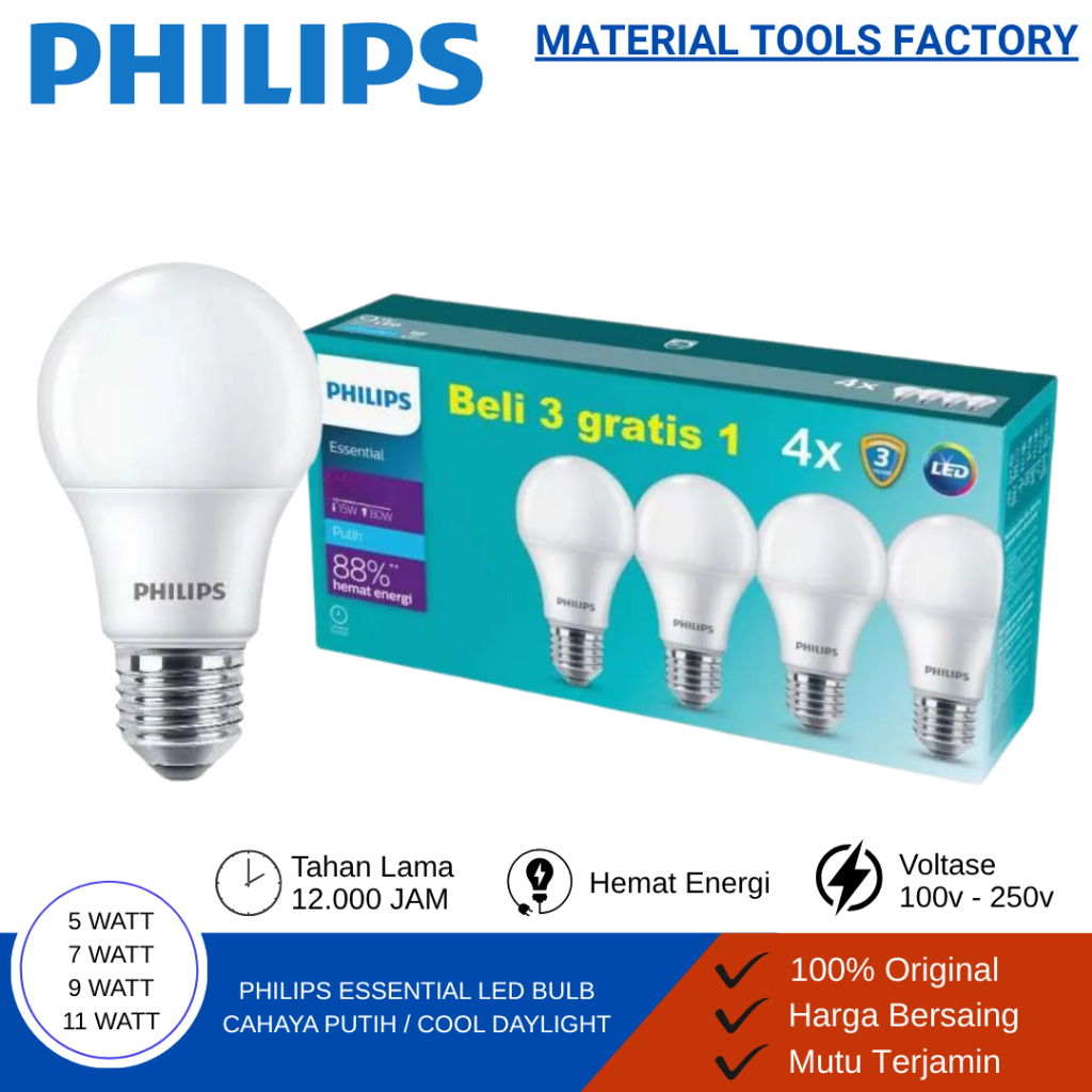 LAMPU LED - LAMPU - LAMPU LED RUMAH - PHILIPS ESSENTIAL LED  LAMPU PHILIPS