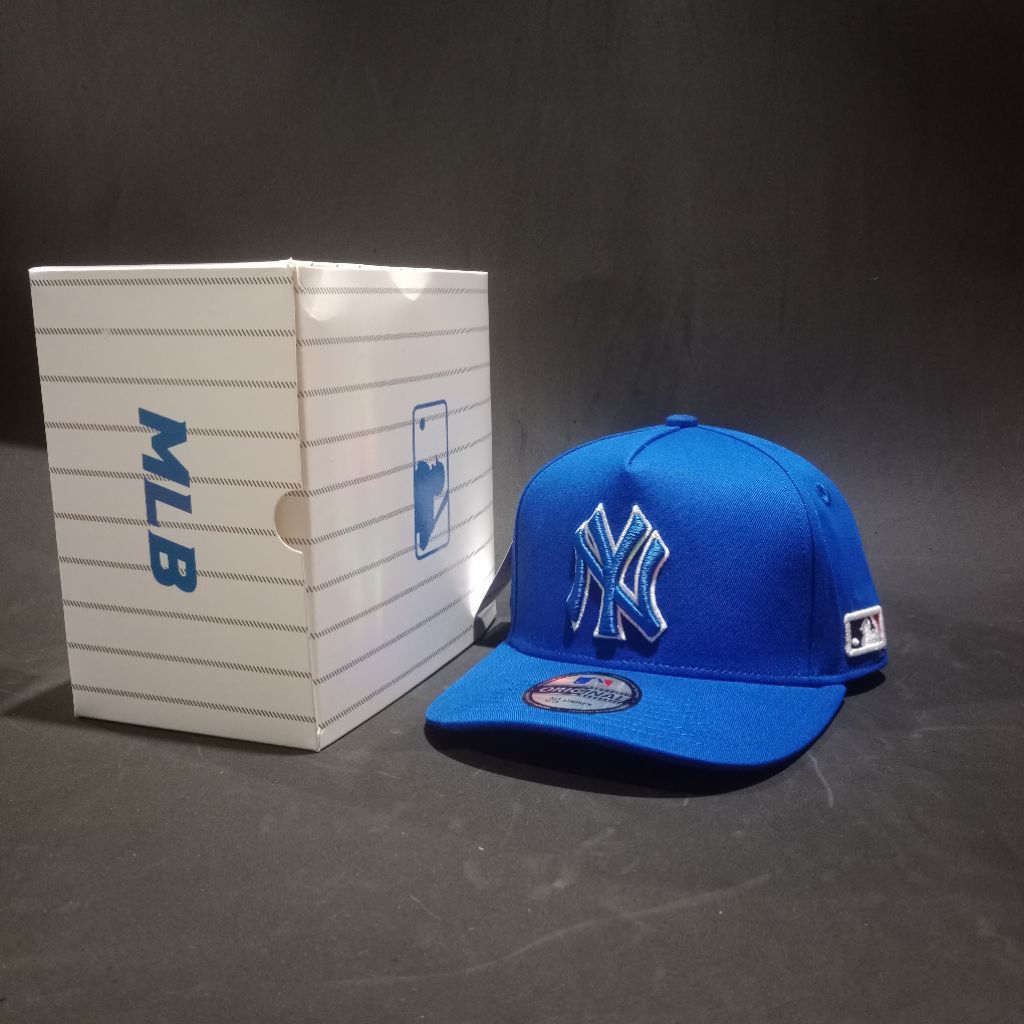 Topi Premium NY Biru List Putih Bahan Biru Topi Basebal Unisex Quality