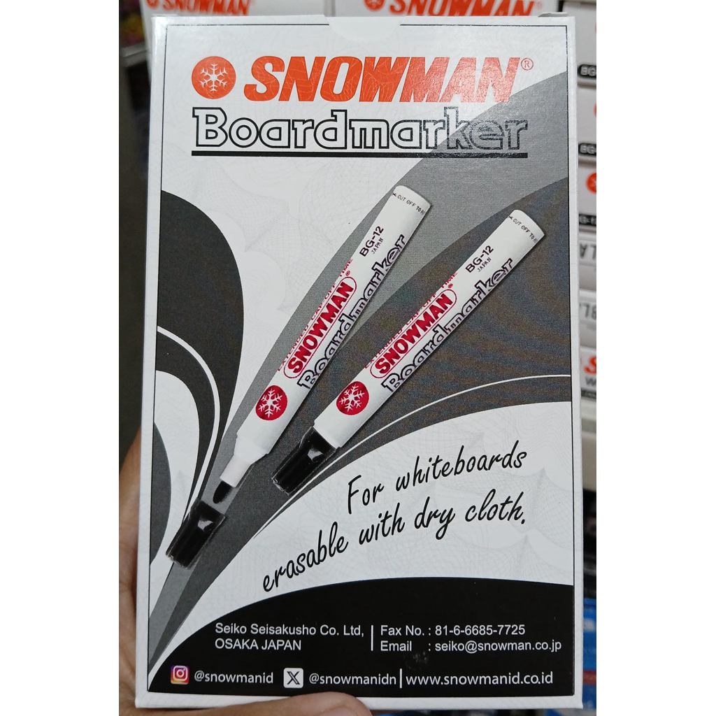 SPIDOL SNOWMAN WHITEBOARD HITAM ||spidol snowman whiteboard warna hitam 100% original