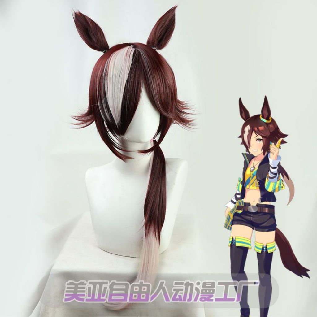 Wig vodka uma musume cosplay 80cm with telinga tiruan