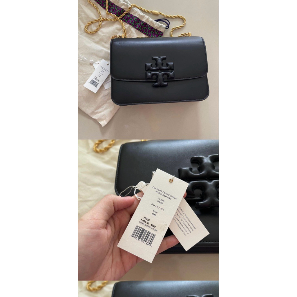 Tory Burch Eleanor Convertible Shoulder Bag Black ORIGINAL (FO)