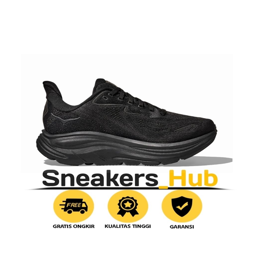 Sepatu Running Pria Olahraga lari Daily Outdor Hokai Clifton 10 Full Black