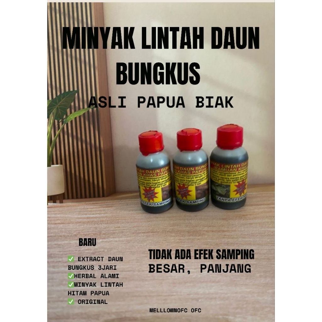 minyak lintah hitam daun bungkus asli biak papua botolbesar