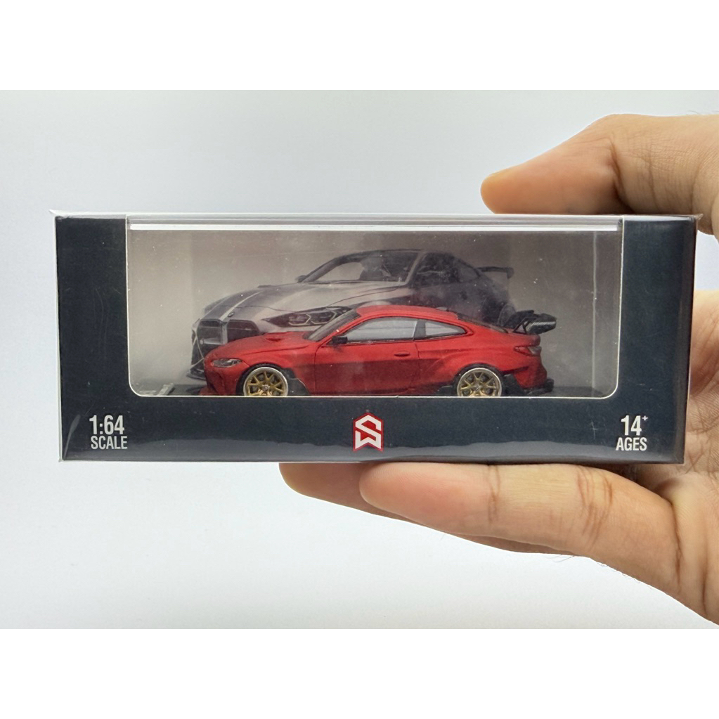 STREET WEAPON X GHOST PLAYER 1:64 BMW M4 WITH BODYKIT ADRO LIMITED 499 RED AND CARBON BODYKIT