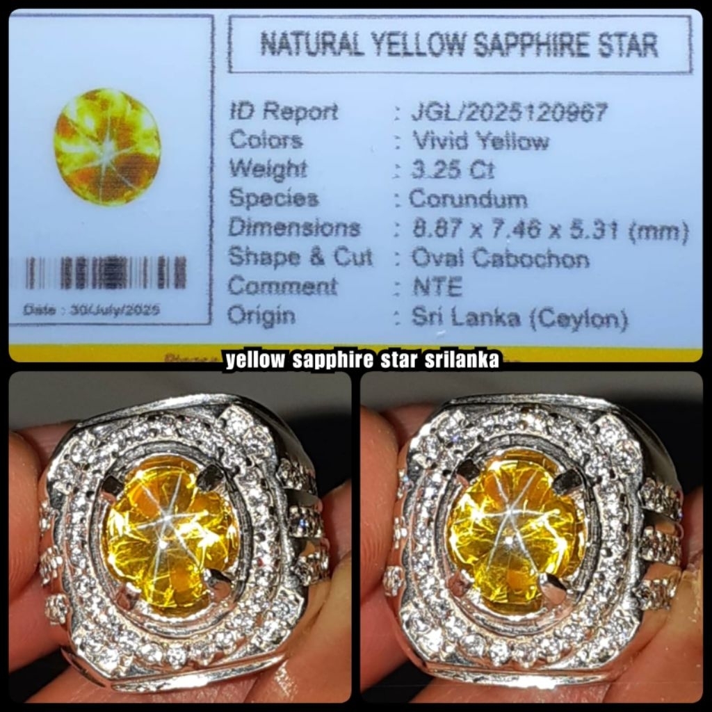 original permata yakut sapphire Srilanka + ring perak