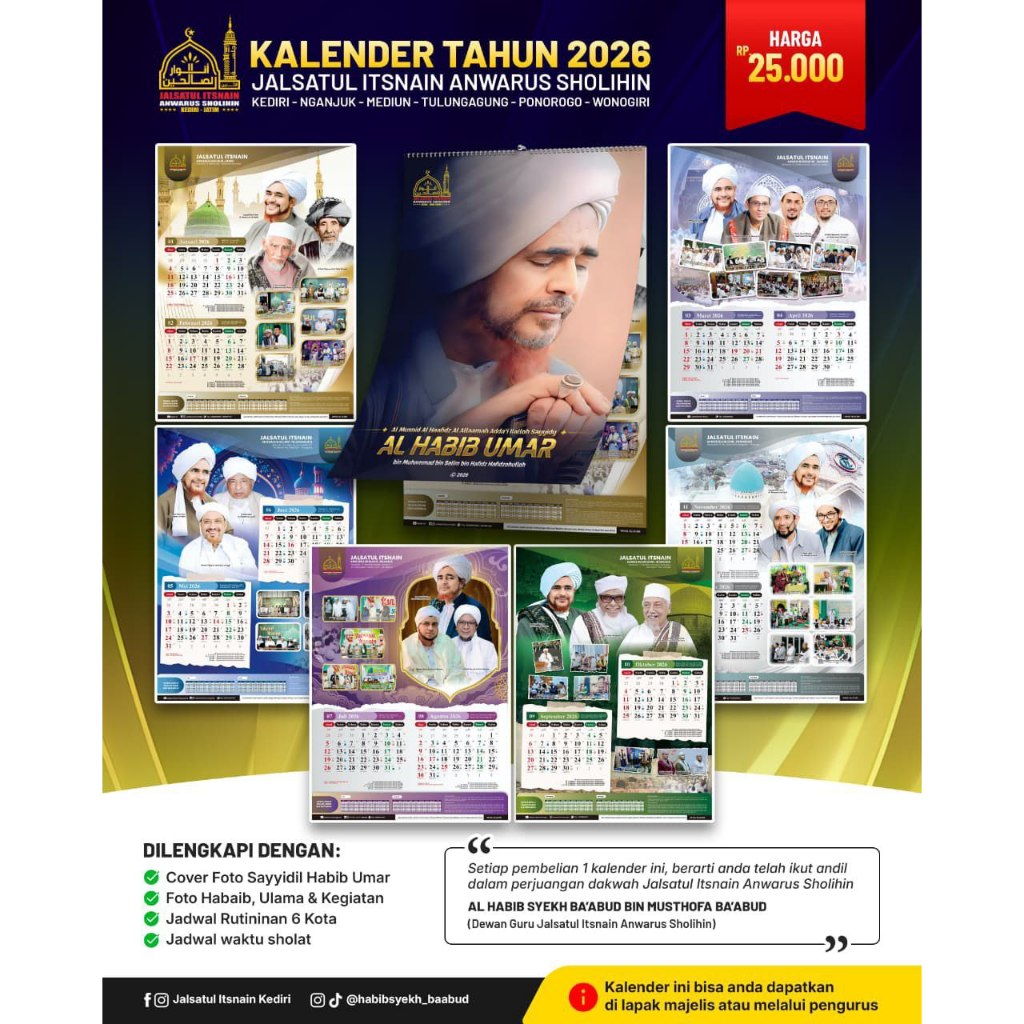 Kalender Tahun 2026 Jalsatul Itsnain Anwarus Sholihin (FREE PACKING KARDUS)