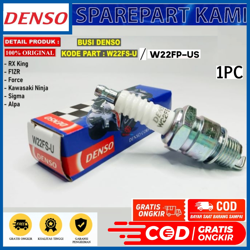 BUSI DENSO W22FS-U SPARK PLUG DRAT PENDEK RXKing RX King F1ZR FIZR F1Z RXK RXS RX SPESIAL ALFA SIGMA