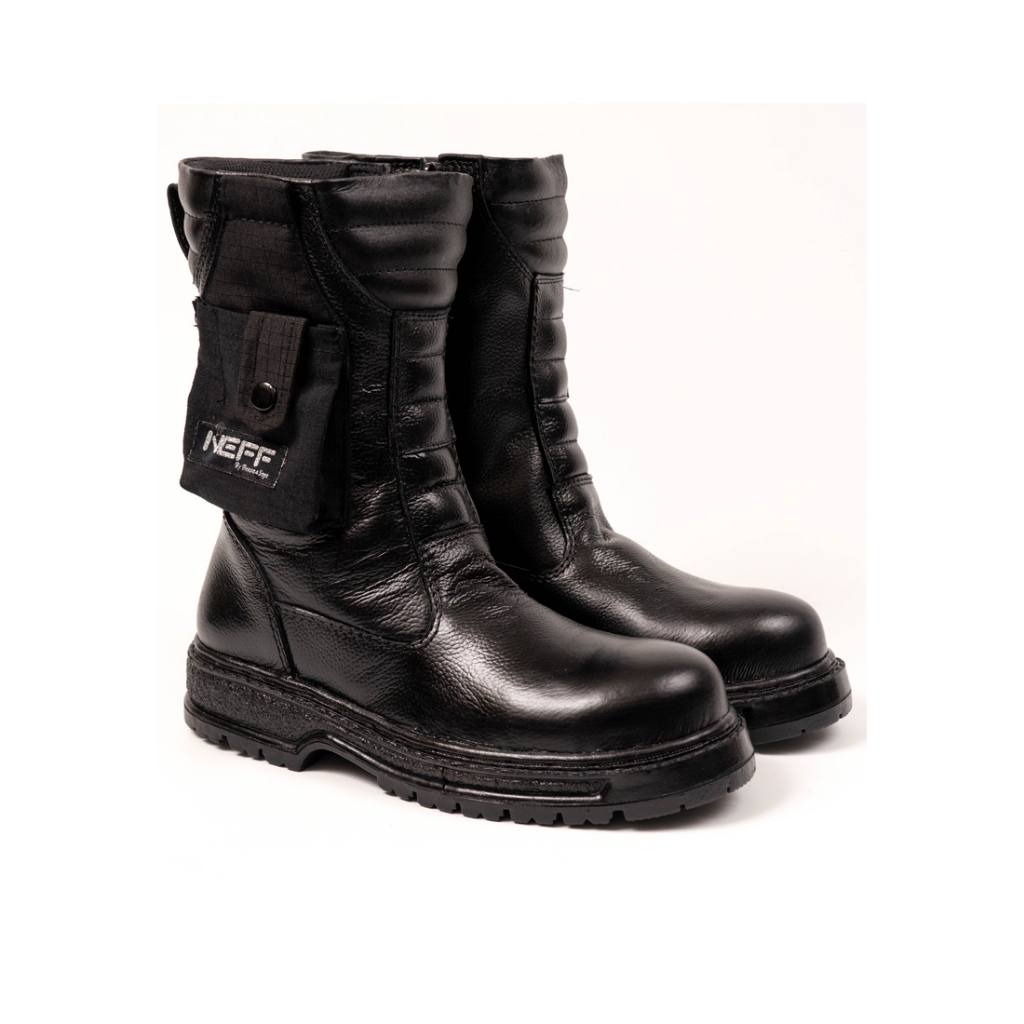 SEPATU BOOTS SAFETY PRIA - NEFF NFC 112 Kulit Original Warna Hitam