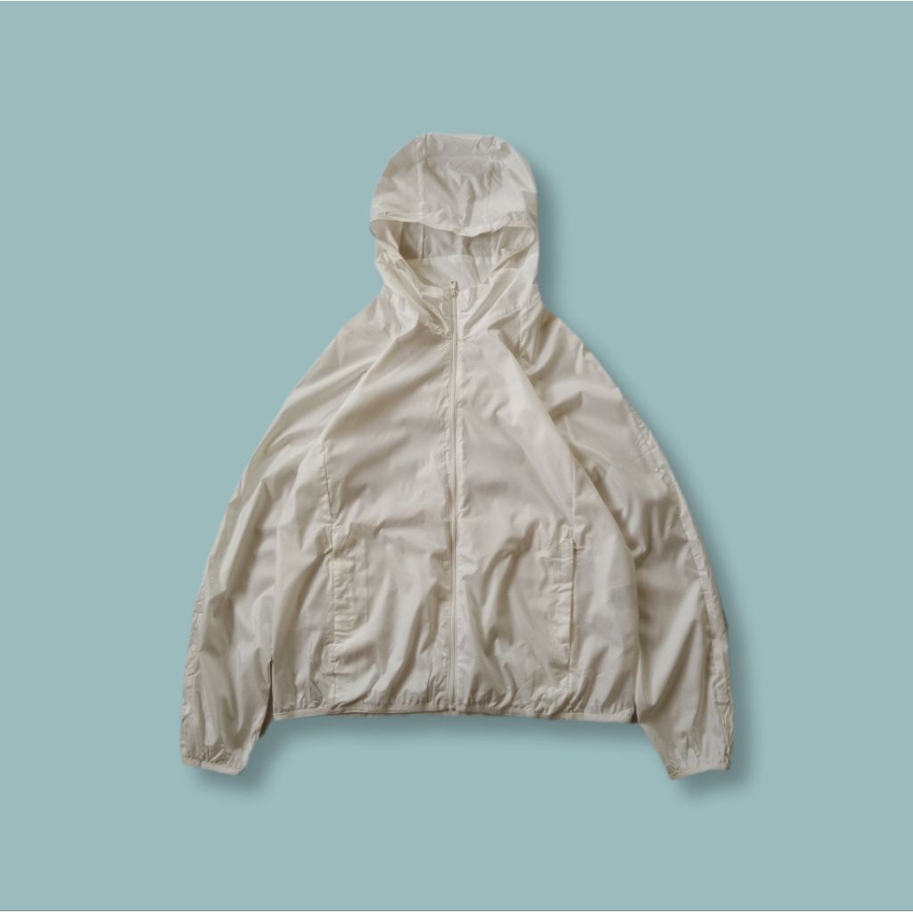 Uniquesport - Jaket Olahraga Running Uniqlo Parasut Lightweight Putih Second L