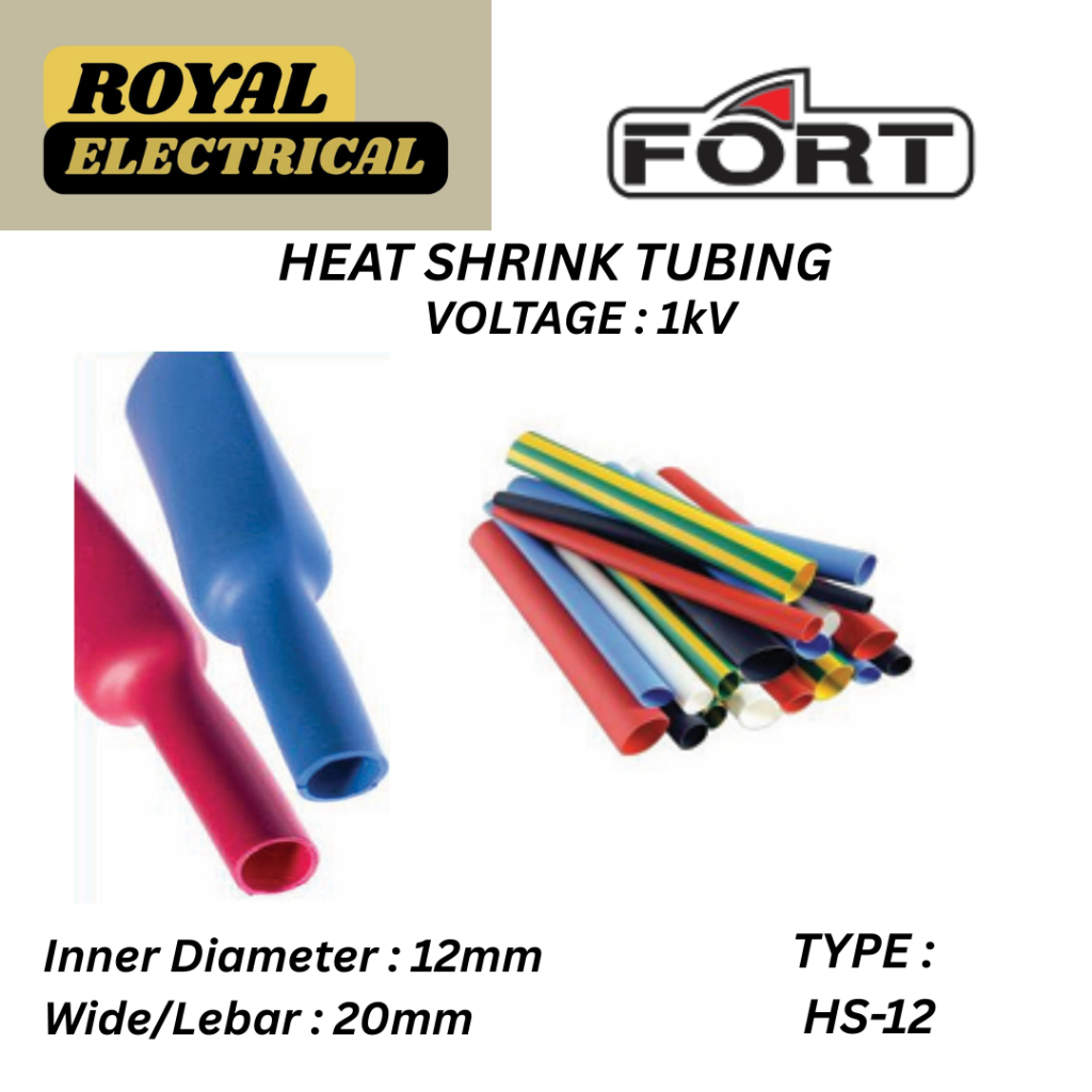 FORT HEAT SHRINK TUBING / 1kV / 12mm / Wide 20mm - Type HS-12