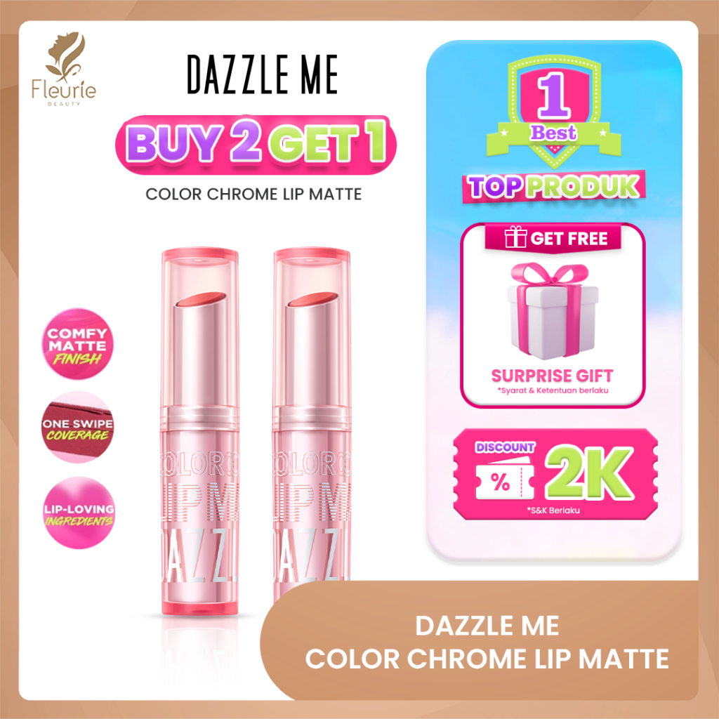 Dazzle Me Color Chrome Lip Matte - Lipstick Lip Matte Lip Color Matte Finish Waterproof Dazzle Me