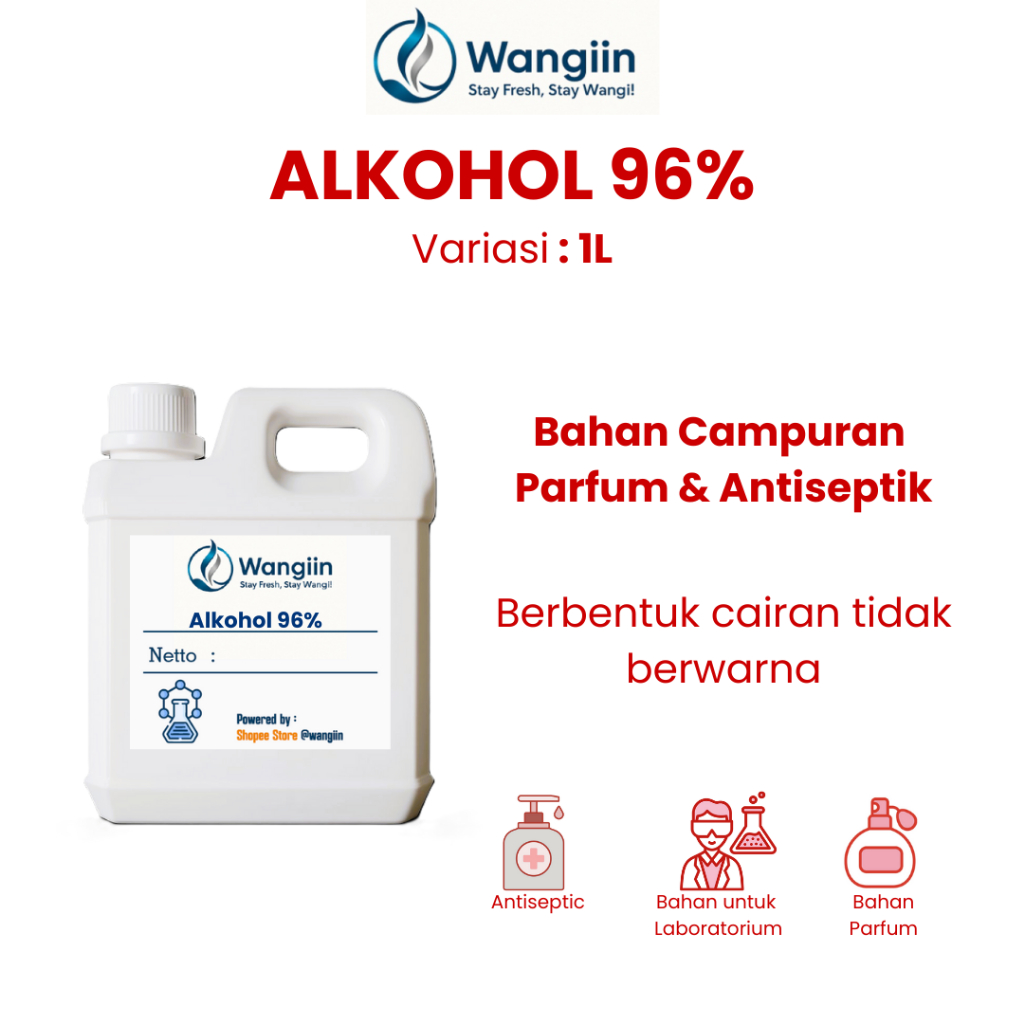 Wangiin Pelarut Parfum Alkohol 96% 1L