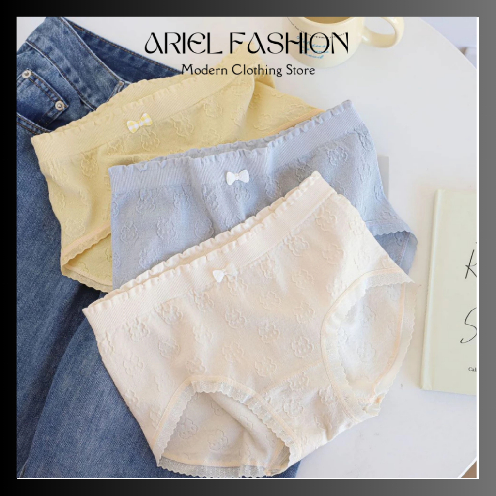 Ariel Fashion Celana Dalam Wanita Antibakteri CD Cewek Dekorasi Pita Renda C1380