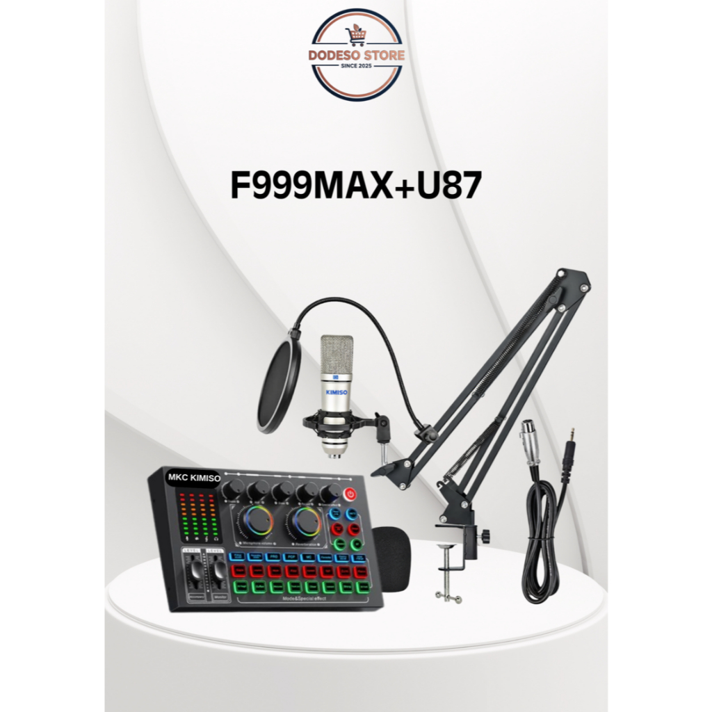 Paket Lengkap Soundcard F999MAX HITAM+U87 Mic