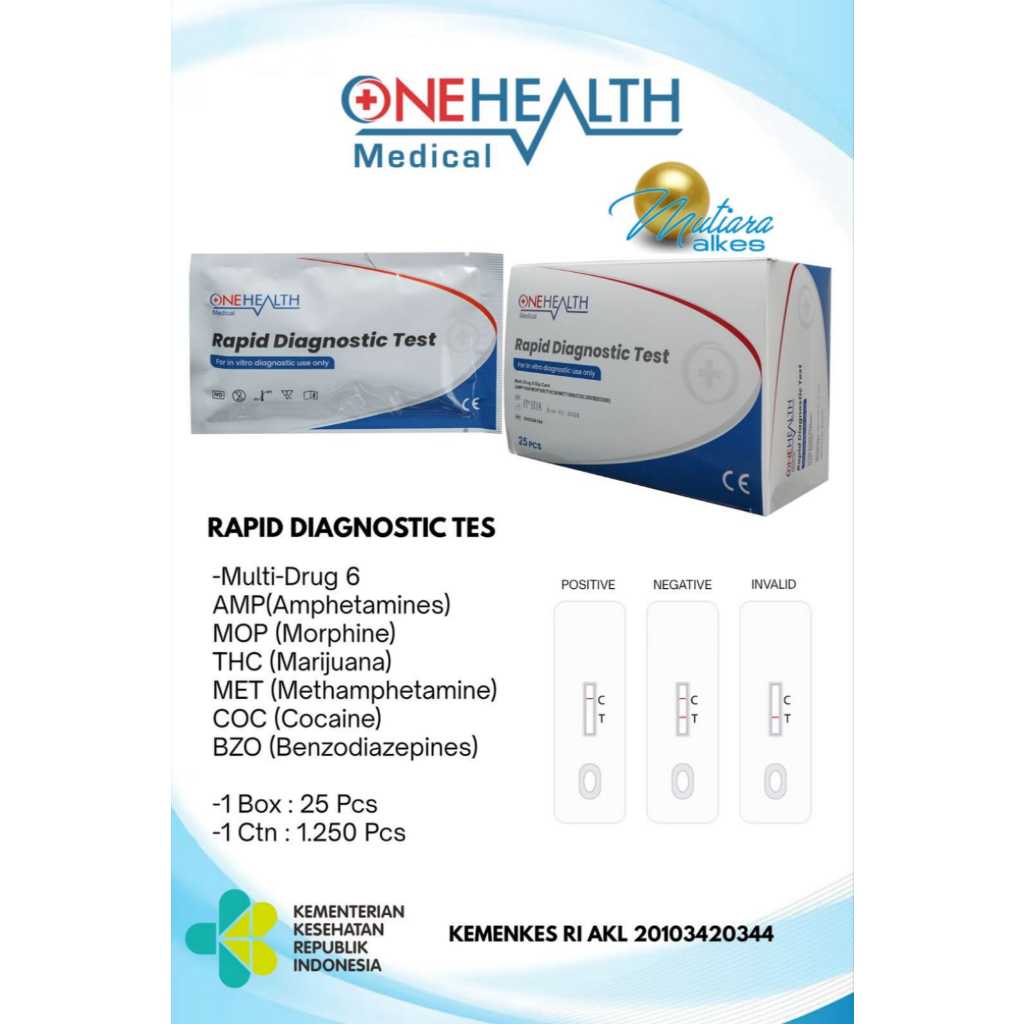 (MUTIARA ALKES) Multi Drug Test Device / Alat Test Narkoba Urine / Rapid Diagnostic Onehealth