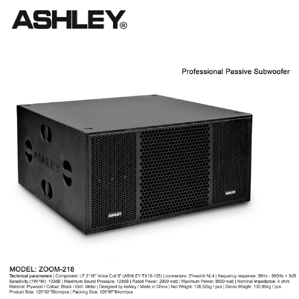 Speaker Sub Pasif 2x18" Ashley Zoom218 Zoom 218 Speaker Original