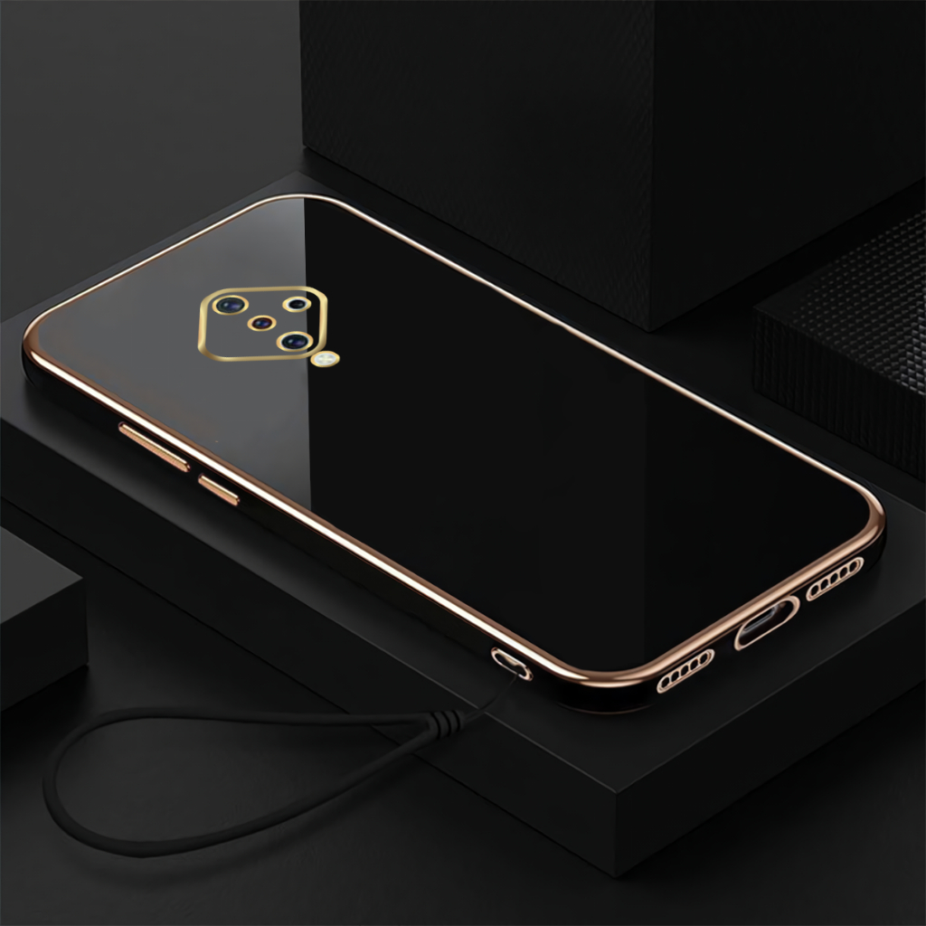 Soft Case Vivo S1 Pro Casing Luxury Plating Silicone With Lanyard