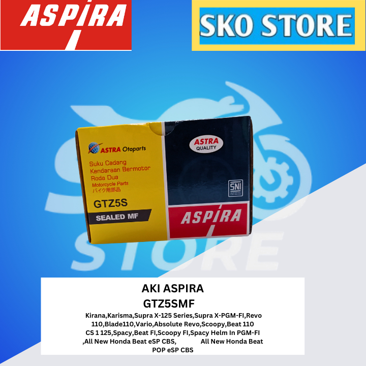 Aki GTZ5S SEALED MF Aspira Aki Accu Kering Motor Vario Beat Supra Revo Original Murah