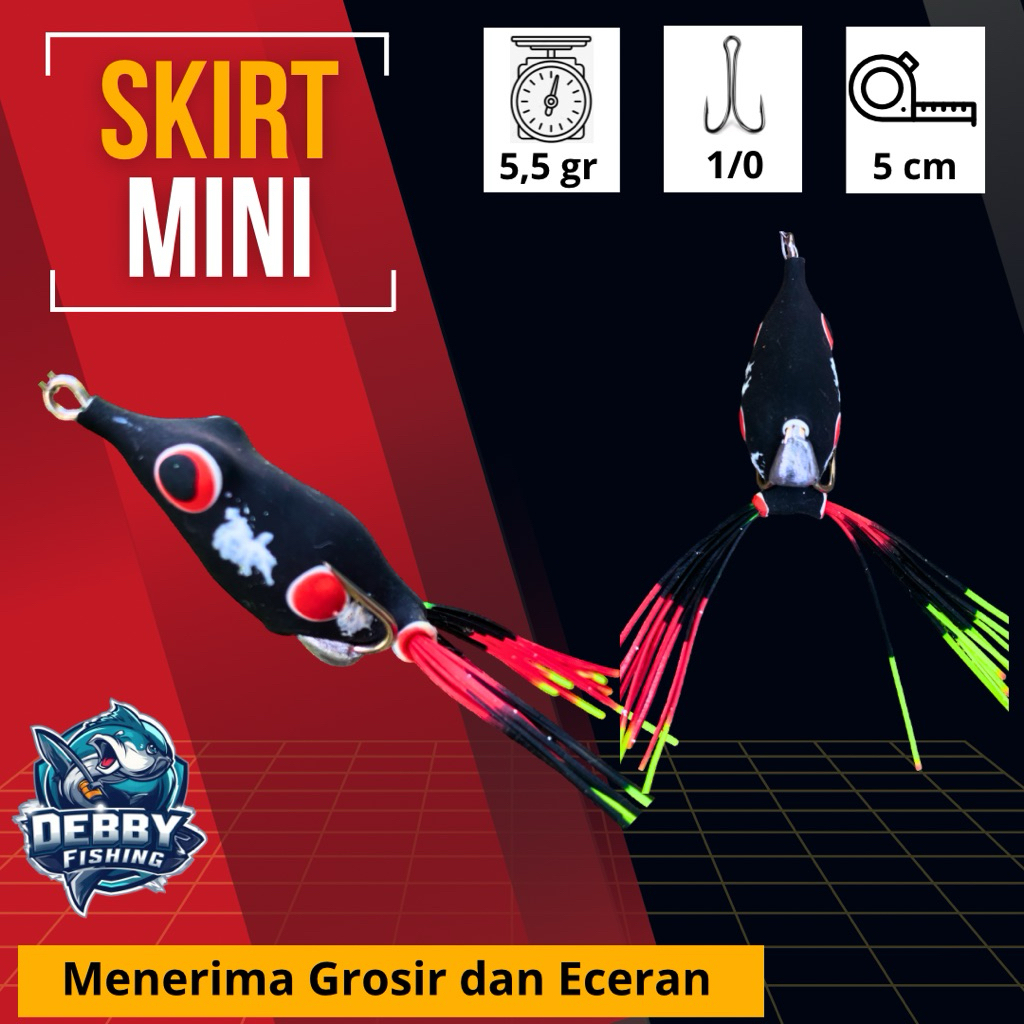 Soft frog spesialis kocolan skirt mini / kecil 3,5cm - 4cm, 4gram hook vmc 1/0 lure umpan tiruan man