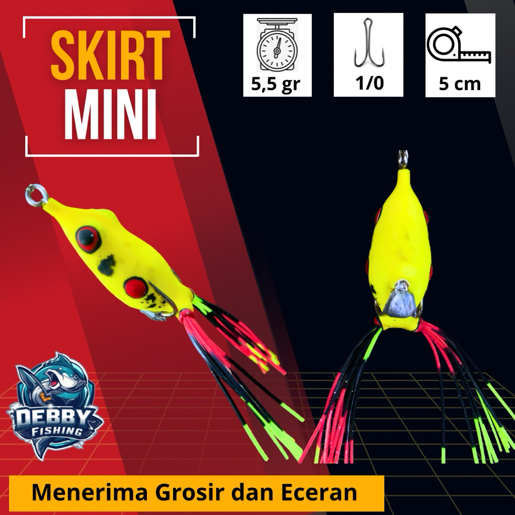 Soft frog spesialis kocolan skirt mini / kecil 3,5cm - 4cm, 4gram hook vmc 1/0 lure umpan tiruan man