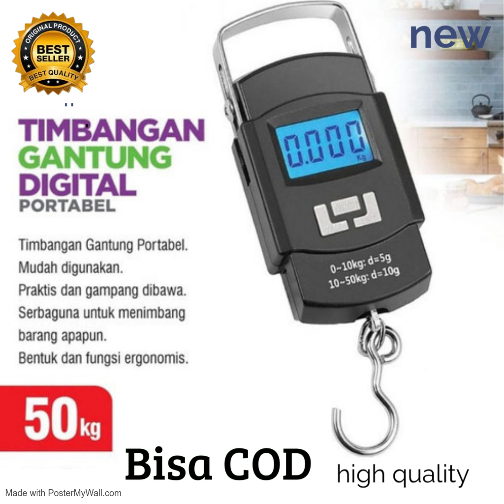 HIGH QUALITY Timbangan Digital Gantung Elektrik 50kg Portable Timbangan Koper