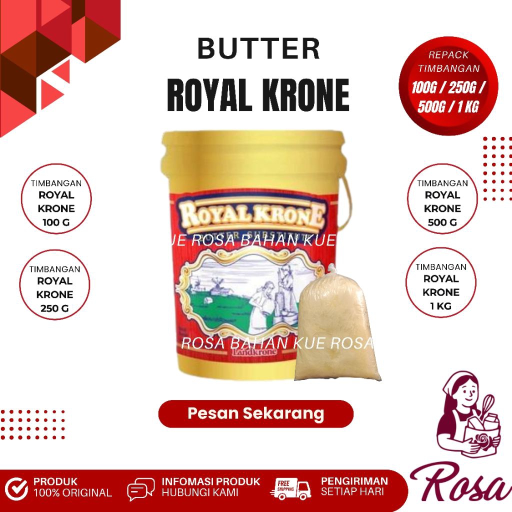 Royal Krone Butter Repack Timbangan 500 g / 1 kg – Mentega Premium untuk Kue, Roti & Masakan