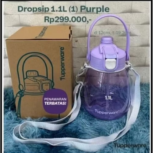 Tupperware Dropsip 1.1L ungu botol minum eco bottle besar 1,liter plastik tahan lama anti bocor sedo