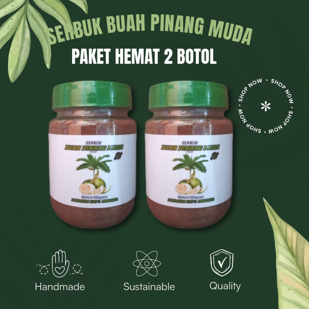 PROMO PAKET HEMAT 2 BOTOL SERBUK BUAH PINANG MUDA 100% asli original penambah setamina pria
