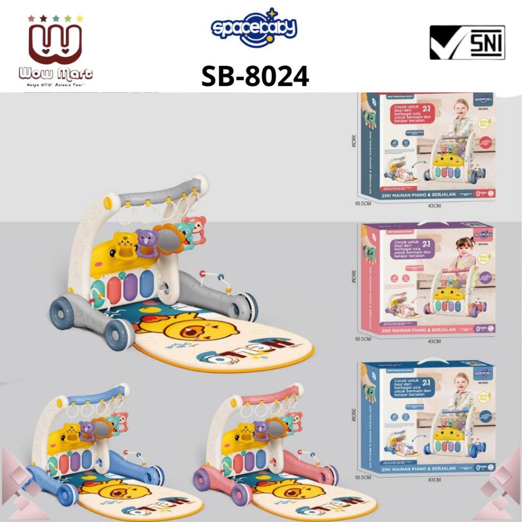 SB 8024 SB 8025 SB 8027 Spacebaby Piano Playgym 2IN1 // Mainan Matras Piano Playmat Plus Push Walker