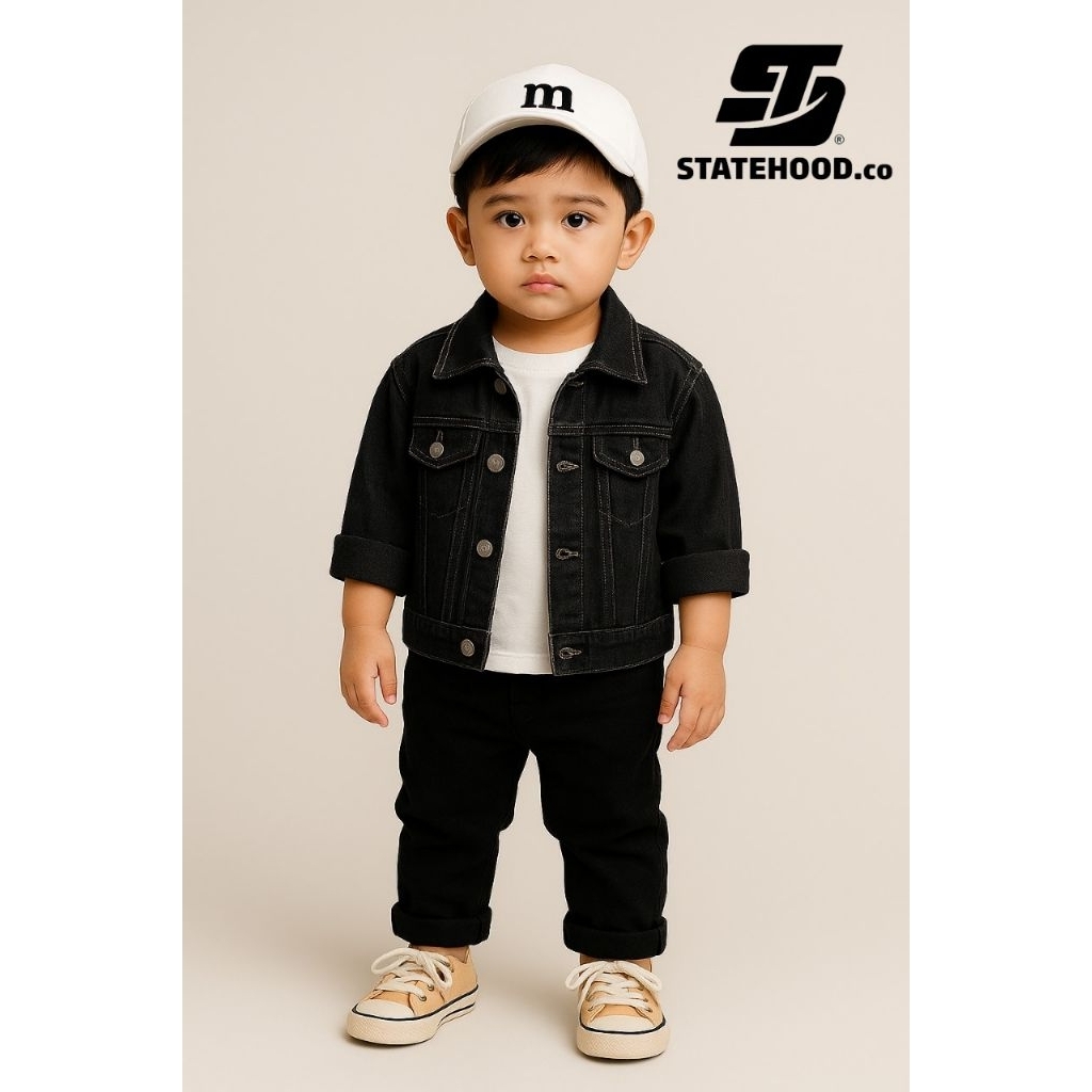 Jaket Jeans Anak Unisex Jaket Denim Premium Anak Cevwek Cowok Usia 2-7 Tahun