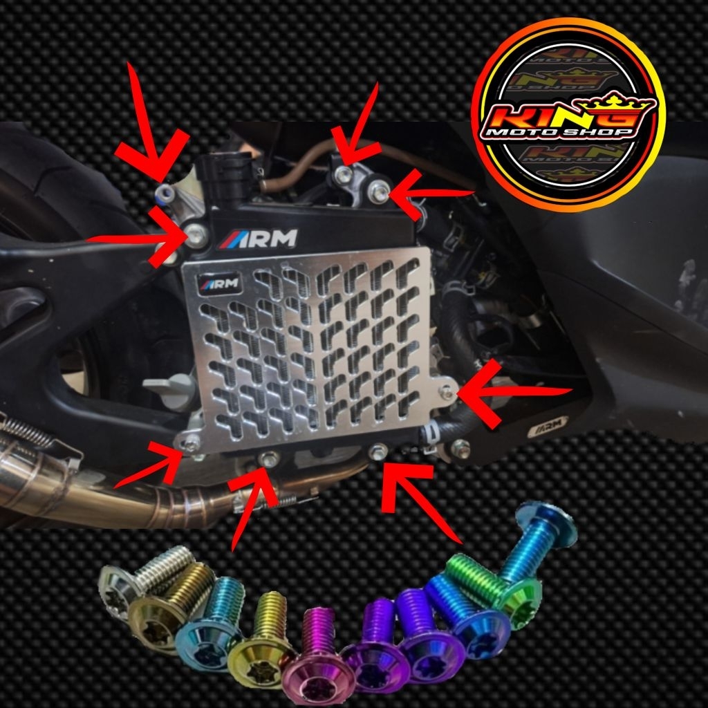 baut titanium cover  radiator plus radiator aerox & nmax full set 8 biji