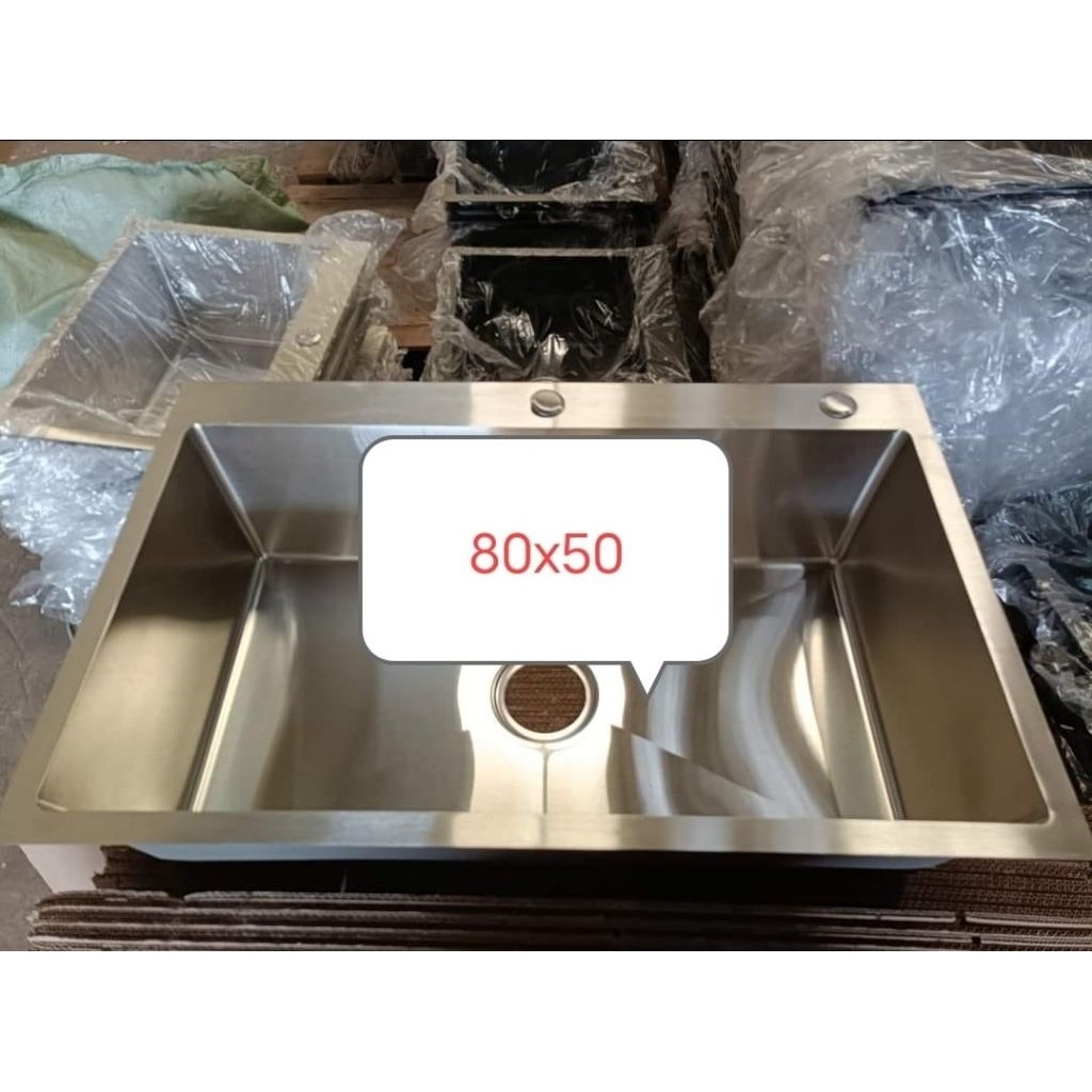 Kitchen Sink Handmade Loonginc 8050 Stainless Hitam / Kitchen Sink 8050 Minimalis