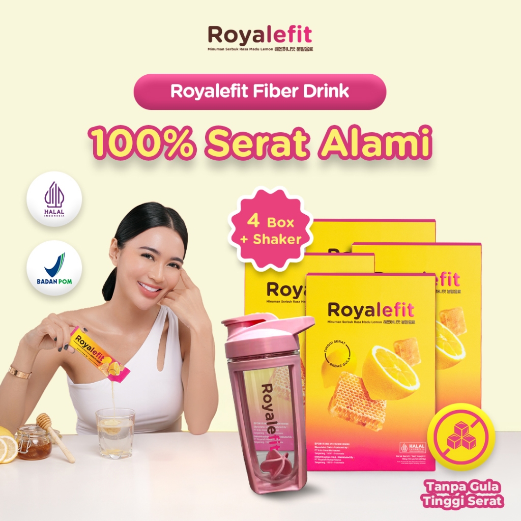 Royalefit Fiber Drink - Paket 4 Box + Shaker - Fiber Drink Diet & Detox