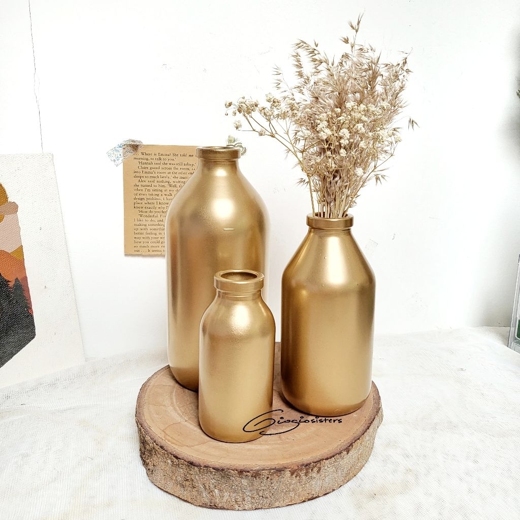 GOLDEN Simple Vas | vas rustik vas bunga kaca bening kecil transparan Vase Gelas Kaca Rustic Vase Va