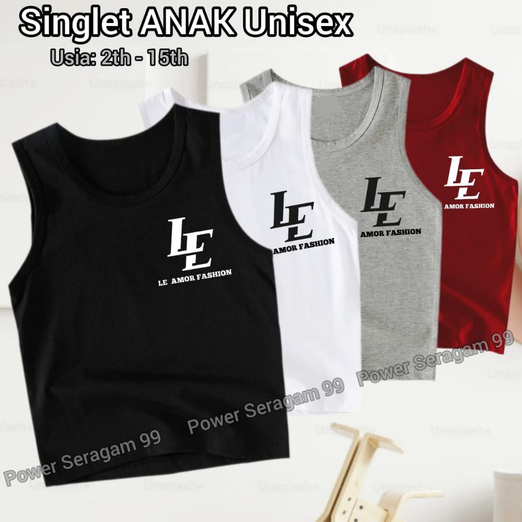 Kaos Dalam Singlet Katun Anak Unisex 2th-15th / Atasan Tanktop Anak Laki-laki Perempuan Unisex /sing