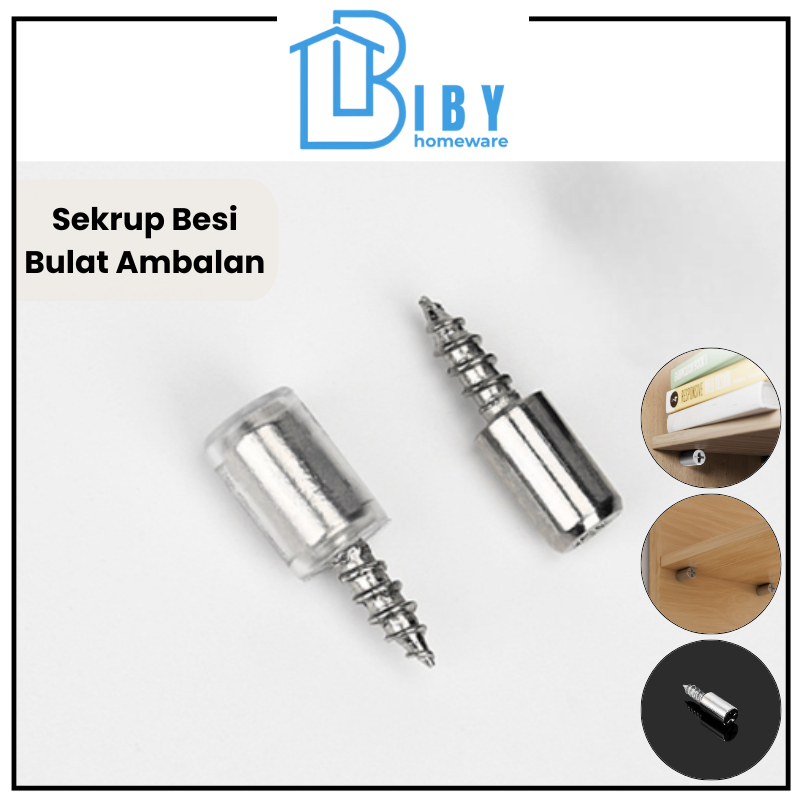 BIBY Ambalan Kayu Besi Bulat Sekrup Siku Penyangga Rak Lemari / Ambalan Kaca Bulat / Ambalan Triplek