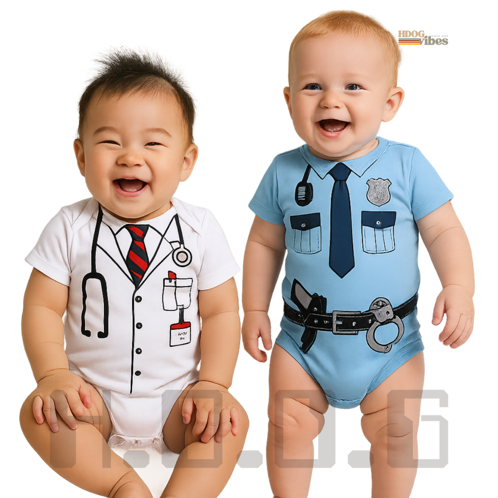 Jumper bayi Baju Profesi Pilot Polisi Dokter usia 0 -12 bulan newborn