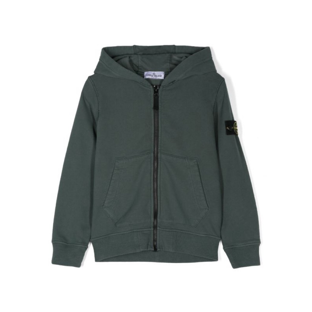 Stone Island Junior Compass Badge Zip Up Hoodie Emerald Green BNWT Original Resmi