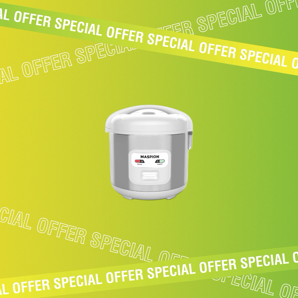 MASPION MRJ-1003 TSSN Rice Cooker 1 Liter Panci Stainless Steel SUS 304 - White