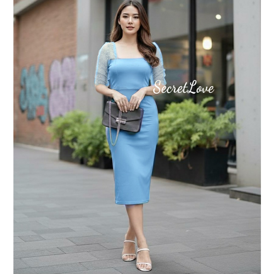 Dress Lovena scuba tile polkadot