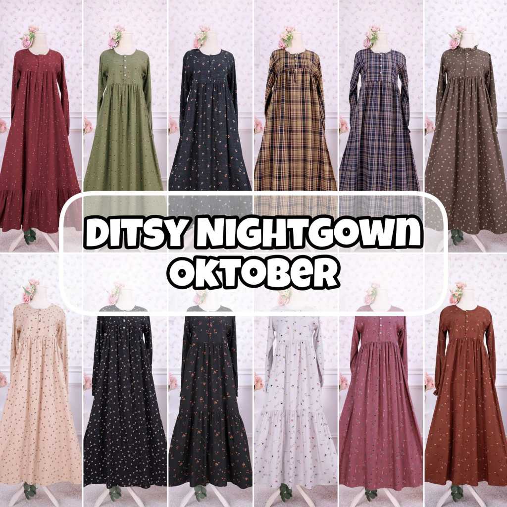 arishandayani Ditsy Nightgown, Ditsy gamis, Ditsy Homedress