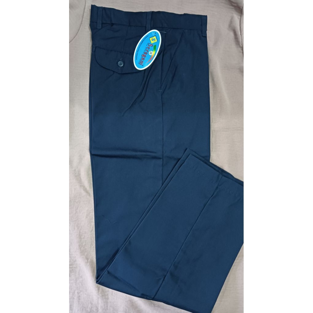 celana panjang SMP tampa karet.celana biru SMP.seragam SMP.celana biru SMP merek SERAGAM.